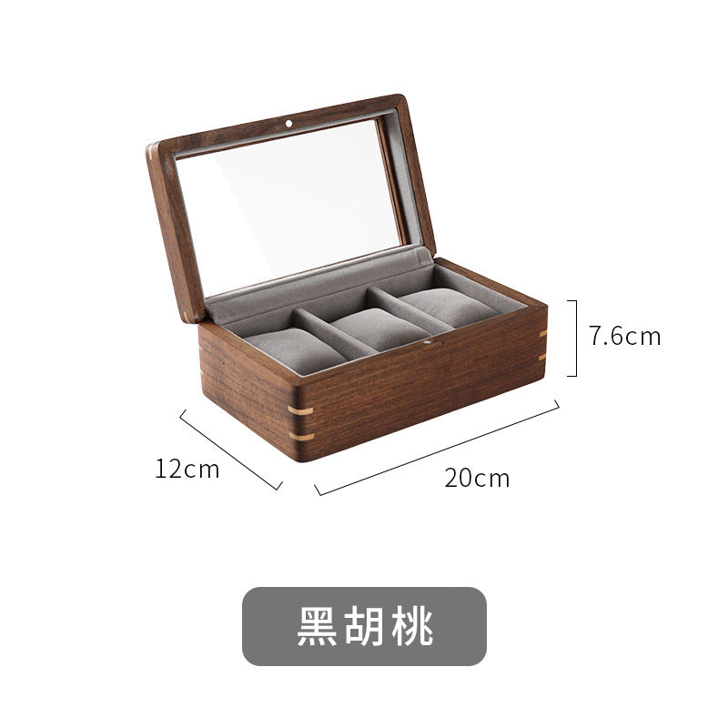 Black Walnut Wooden Watch Storage Box Solid Wood Skylight Large Capacity Collection Box Retro Exquisite Watch Storage Display Box