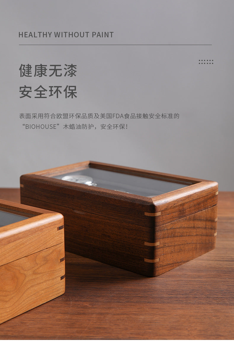 Black Walnut Wooden Watch Storage Box Solid Wood Skylight Large Capacity Collection Box Retro Exquisite Watch Storage Display Box