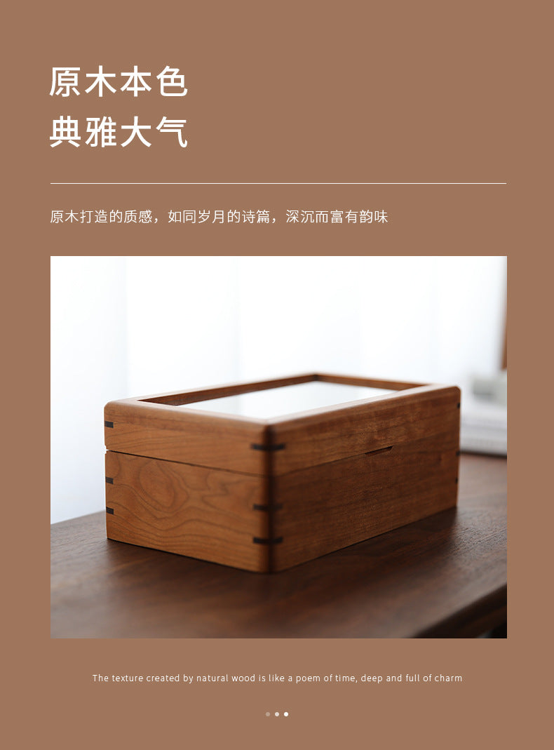 Black Walnut Wooden Watch Storage Box Solid Wood Skylight Large Capacity Collection Box Retro Exquisite Watch Storage Display Box