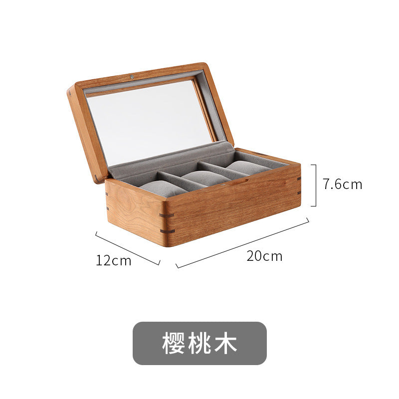 Black Walnut Wooden Watch Storage Box Solid Wood Skylight Large Capacity Collection Box Retro Exquisite Watch Storage Display Box