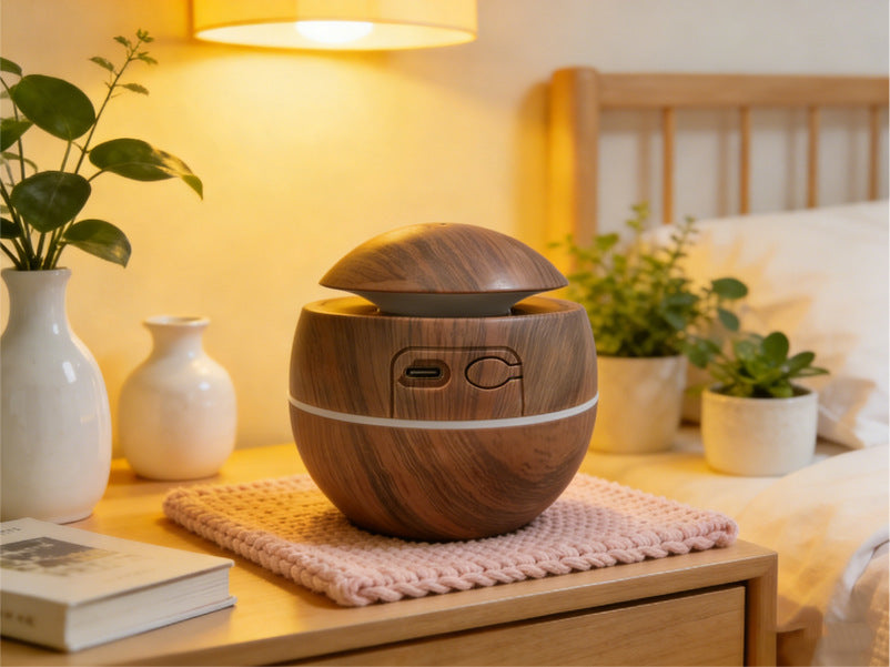 Foreign Trade Mushroom Head Humidifier USB Desktop Household Mini Wood Grain Aromatherapy Essential Oil Aromatherapy Machine Manufacturer Low Noise