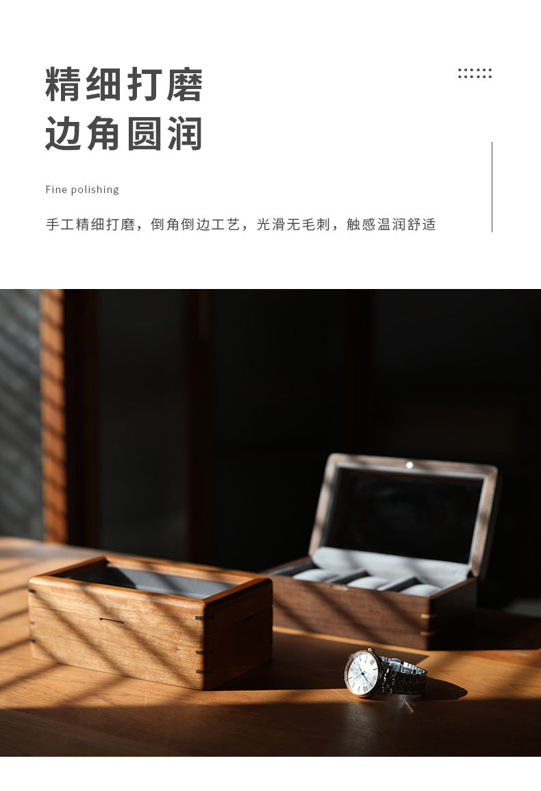 Black Walnut Wooden Watch Storage Box Solid Wood Skylight Large Capacity Collection Box Retro Exquisite Watch Storage Display Box