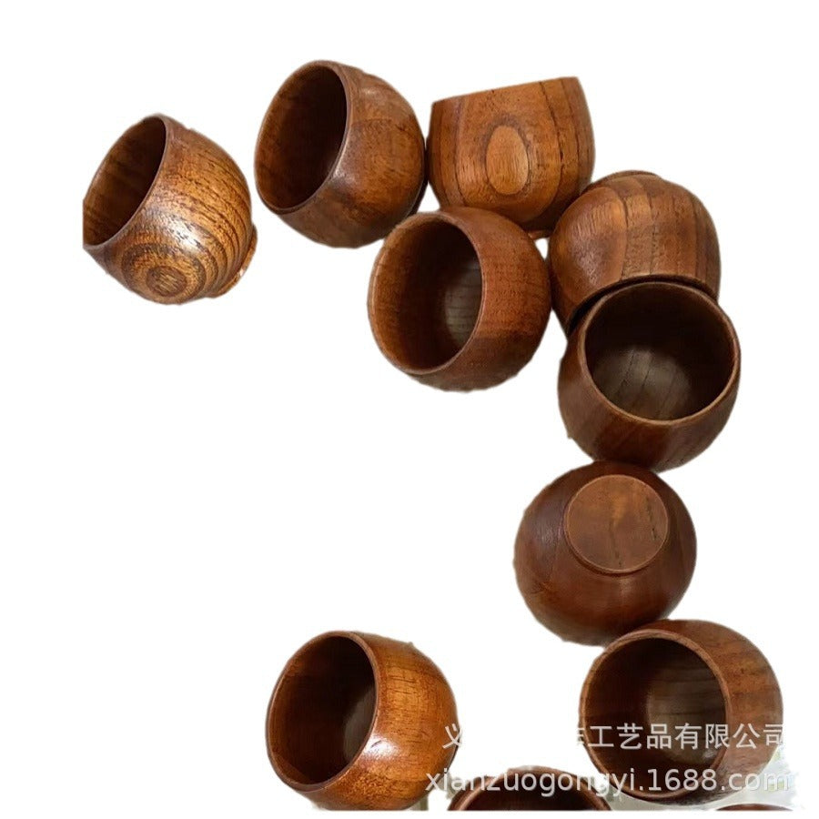 @ Sake Japanese log Cup Wooden small belly Cup Sake solid wood retro heat insulated cup restaurant water Cup