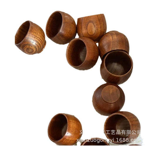 @ Sake Japanese log Cup Wooden small belly Cup Sake solid wood retro heat insulated cup restaurant water Cup