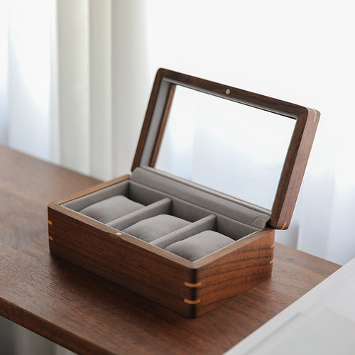 Black Walnut Wooden Watch Storage Box Solid Wood Skylight Large Capacity Collection Box Retro Exquisite Watch Storage Display Box