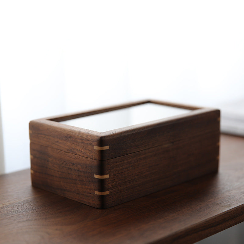 Black Walnut Wooden Watch Storage Box Solid Wood Skylight Large Capacity Collection Box Retro Exquisite Watch Storage Display Box
