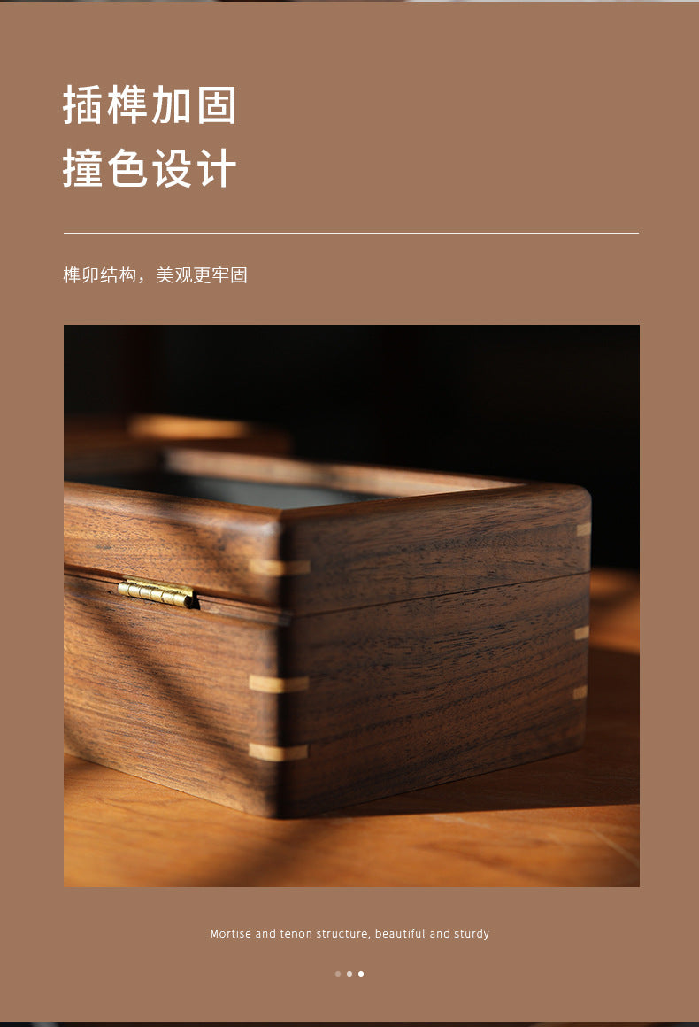 Black Walnut Wooden Watch Storage Box Solid Wood Skylight Large Capacity Collection Box Retro Exquisite Watch Storage Display Box