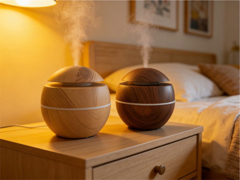 Foreign Trade Mushroom Head Humidifier USB Desktop Household Mini Wood Grain Aromatherapy Essential Oil Aromatherapy Machine Manufacturer Low Noise