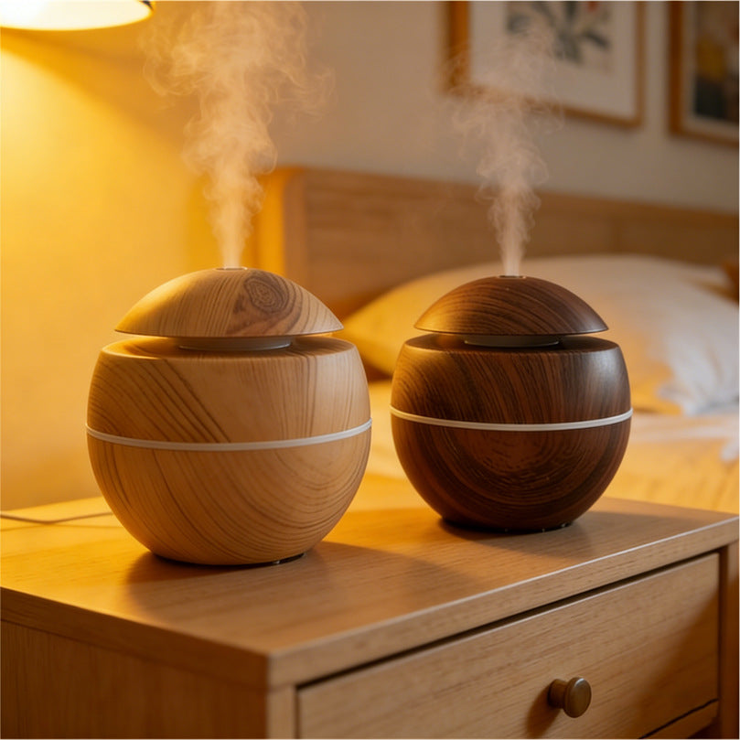 Foreign Trade Mushroom Head Humidifier USB Desktop Household Mini Wood Grain Aromatherapy Essential Oil Aromatherapy Machine Manufacturer Low Noise